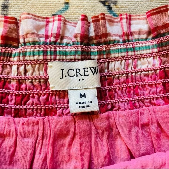 JCREW NWT Pink Plaid Ruffle Mini Skirt Cotton Lined Comfy Pull-on Valentines - Picture 6 of 8
